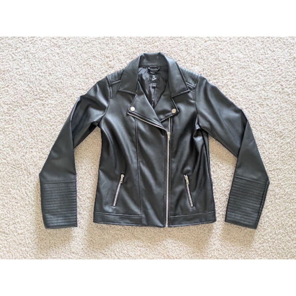 Art Class Black Faux Leather Moto Jacket In Girls' XL (14-16)